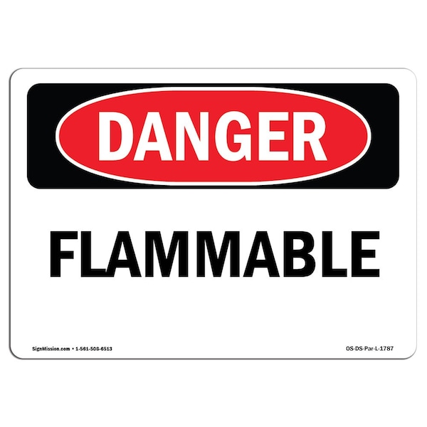 Safety Sign, OSHA Danger, 18" Height, 24" Width, Aluminum, Flammable, Landscape, A-1824-L-1787